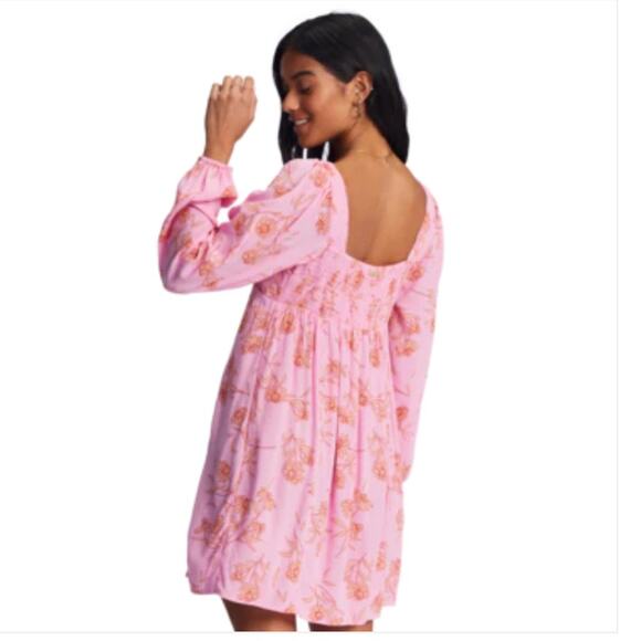 Billabong Crush On You Pink Floral Crinkle Mini Dress EUC Small - Picture 2 of 12